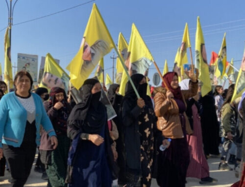 People of Shengal march in protest at the isolation of Öcalan